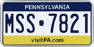 PA license plate MSS7821
