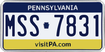 PA license plate MSS7831