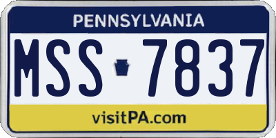 PA license plate MSS7837