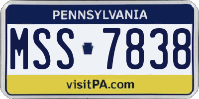 PA license plate MSS7838