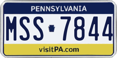 PA license plate MSS7844
