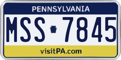 PA license plate MSS7845