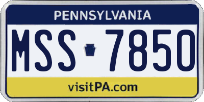 PA license plate MSS7850