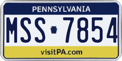 PA license plate MSS7854