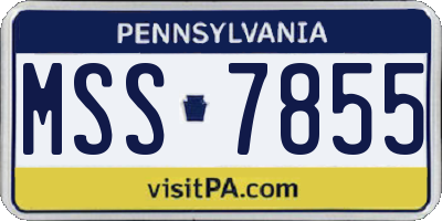 PA license plate MSS7855
