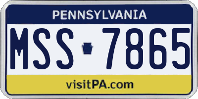 PA license plate MSS7865