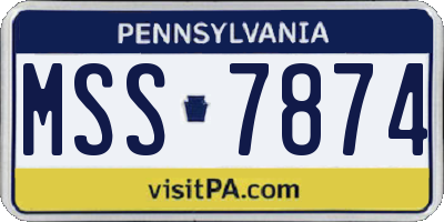 PA license plate MSS7874
