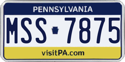 PA license plate MSS7875