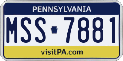 PA license plate MSS7881