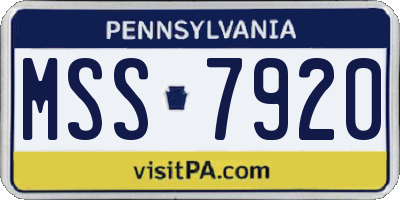 PA license plate MSS7920