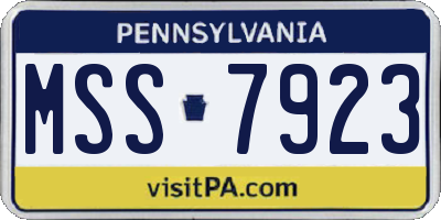 PA license plate MSS7923