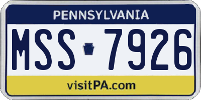 PA license plate MSS7926