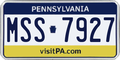 PA license plate MSS7927