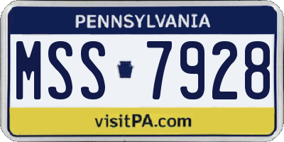 PA license plate MSS7928