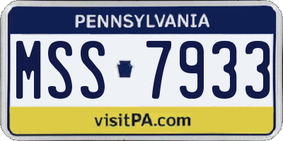 PA license plate MSS7933