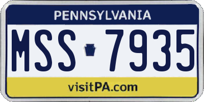 PA license plate MSS7935