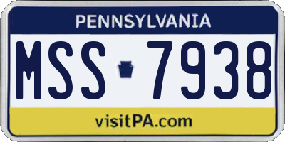 PA license plate MSS7938