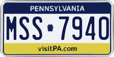 PA license plate MSS7940