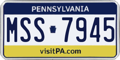 PA license plate MSS7945