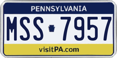 PA license plate MSS7957