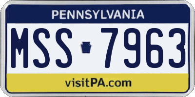 PA license plate MSS7963