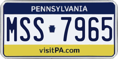 PA license plate MSS7965
