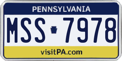 PA license plate MSS7978