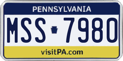 PA license plate MSS7980