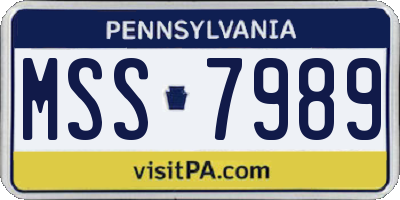 PA license plate MSS7989