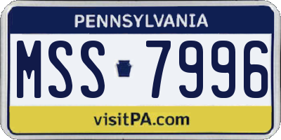 PA license plate MSS7996