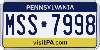 PA license plate MSS7998