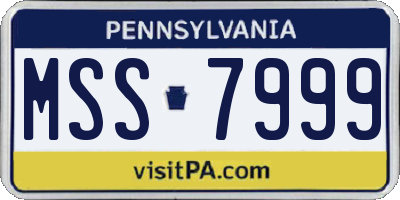 PA license plate MSS7999