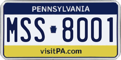PA license plate MSS8001