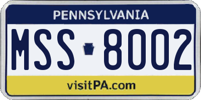 PA license plate MSS8002