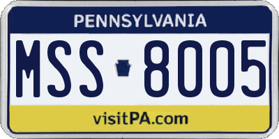 PA license plate MSS8005