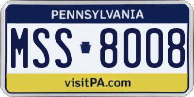 PA license plate MSS8008