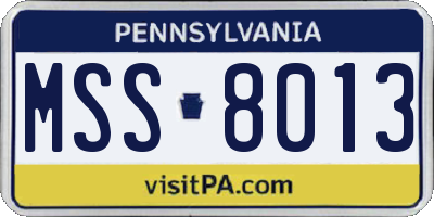 PA license plate MSS8013