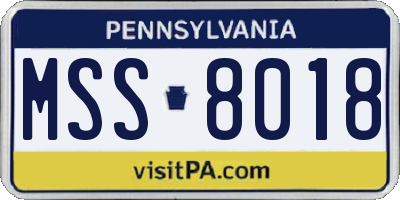 PA license plate MSS8018