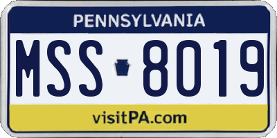 PA license plate MSS8019