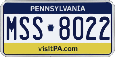 PA license plate MSS8022