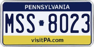 PA license plate MSS8023
