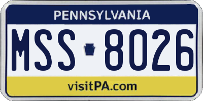 PA license plate MSS8026