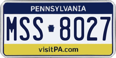PA license plate MSS8027