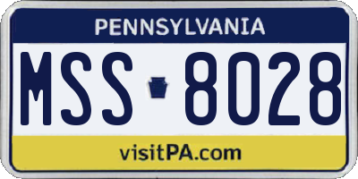 PA license plate MSS8028