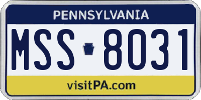 PA license plate MSS8031