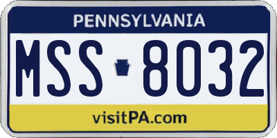 PA license plate MSS8032