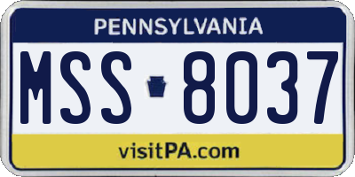 PA license plate MSS8037
