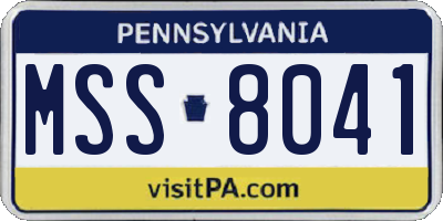 PA license plate MSS8041