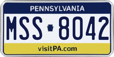 PA license plate MSS8042