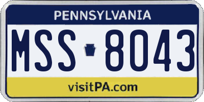 PA license plate MSS8043